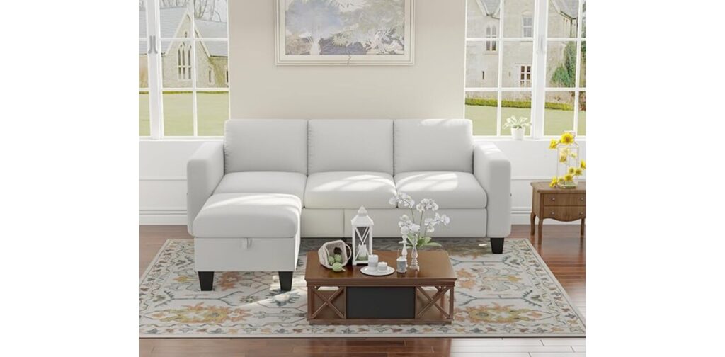 grey faux leather couch